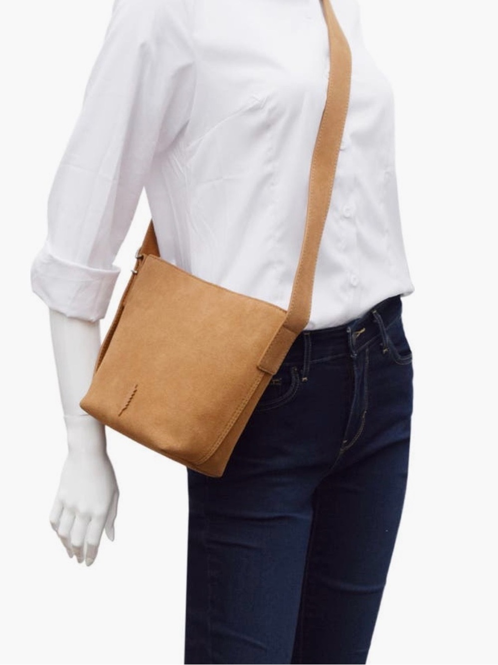 Thacker Suede Crossbody Bag in Hazlenut 🆕🍂